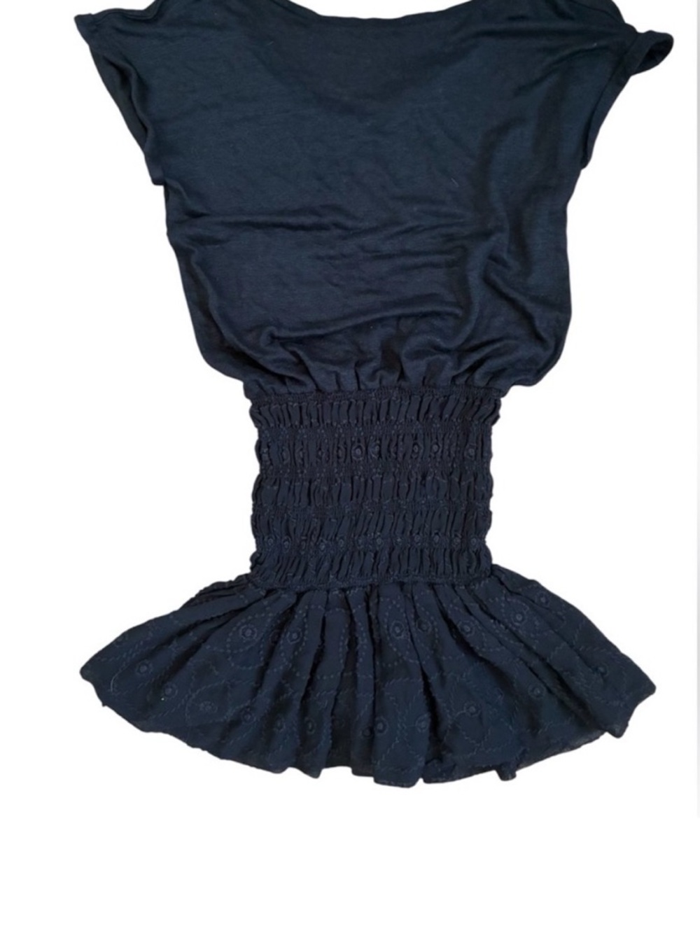 Maje Black Smocked Waist Mini Dress Size 1 XS/S Parisian Draped Peplum Elegant